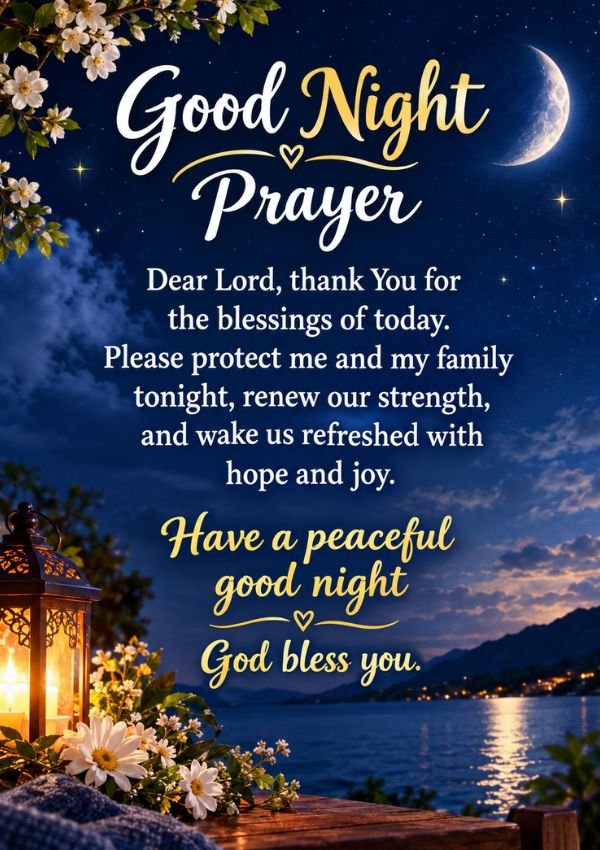nighttime prayer image with moon and stars background